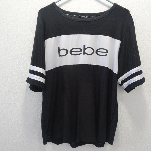 Bebe Tops Bebe Sport Xl Mesh Top Black White Poshmark